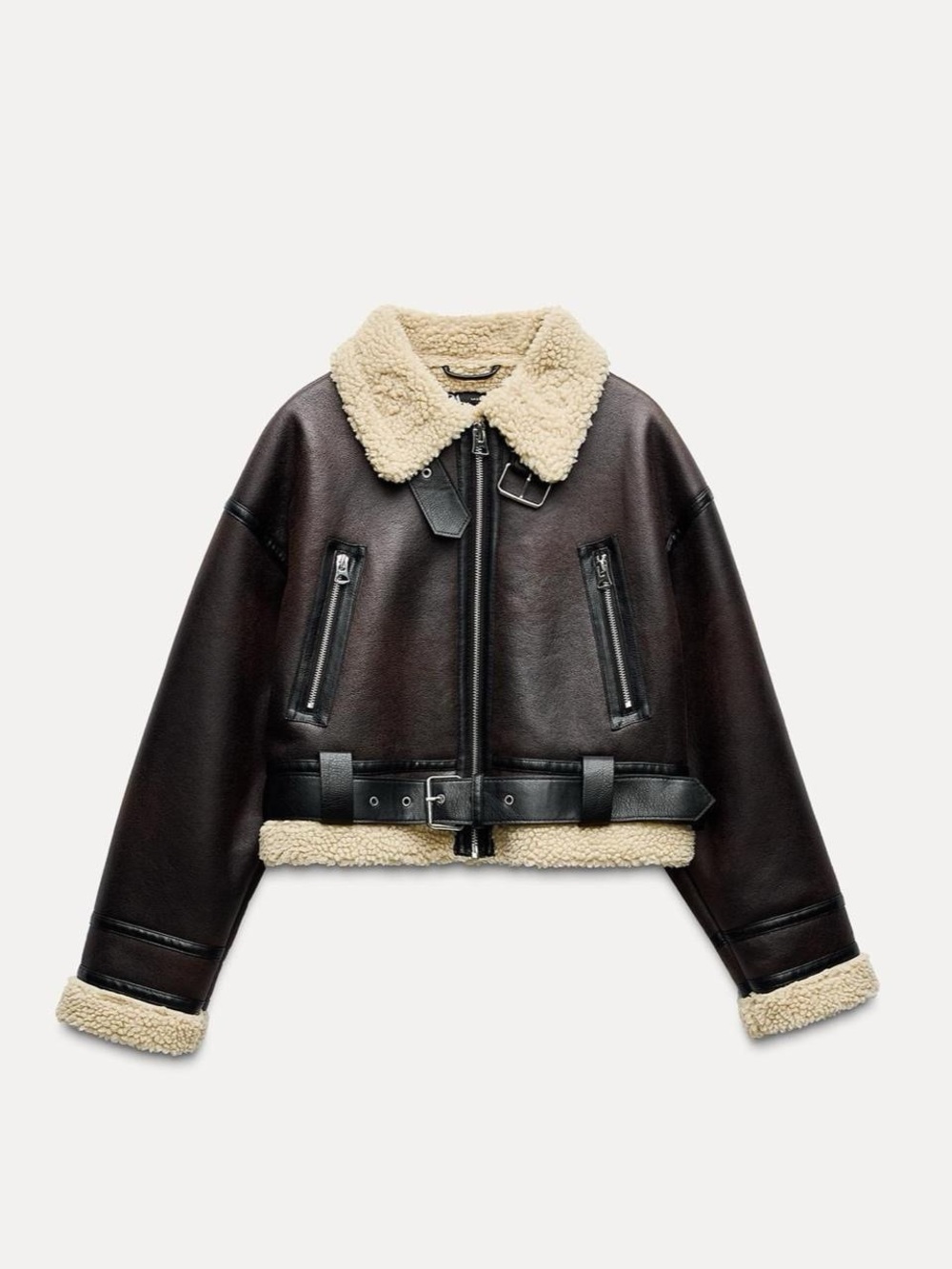 Zara Double-Faced Short Jacket, Dark Brown - Picture 2 of 8